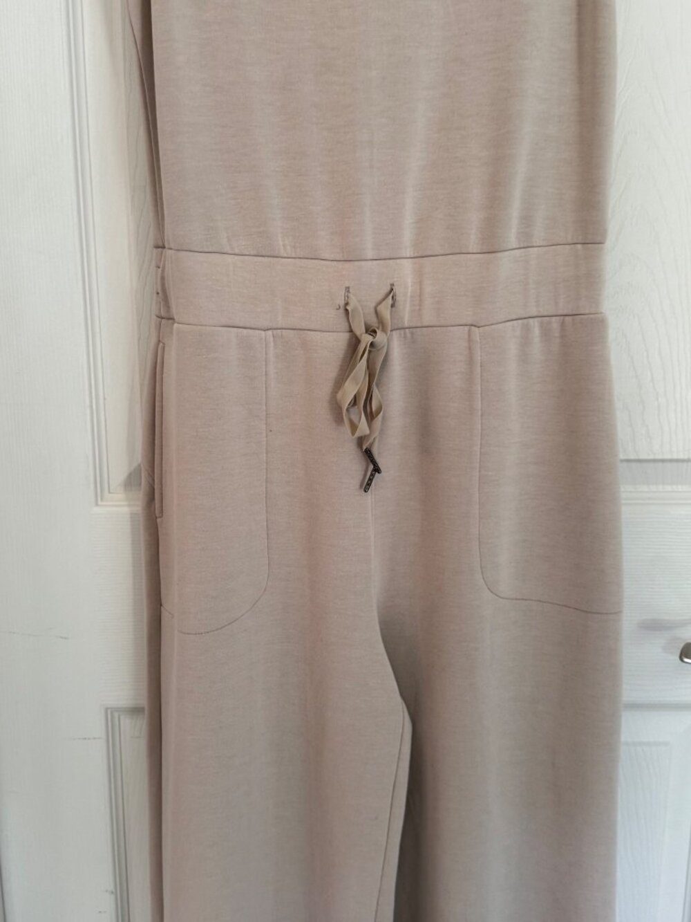 Anrabess Sleeveless Casual Jumpsuit Wide Leg Drawstring Jersey Knit Pockets Smal - Picture 6 of 9